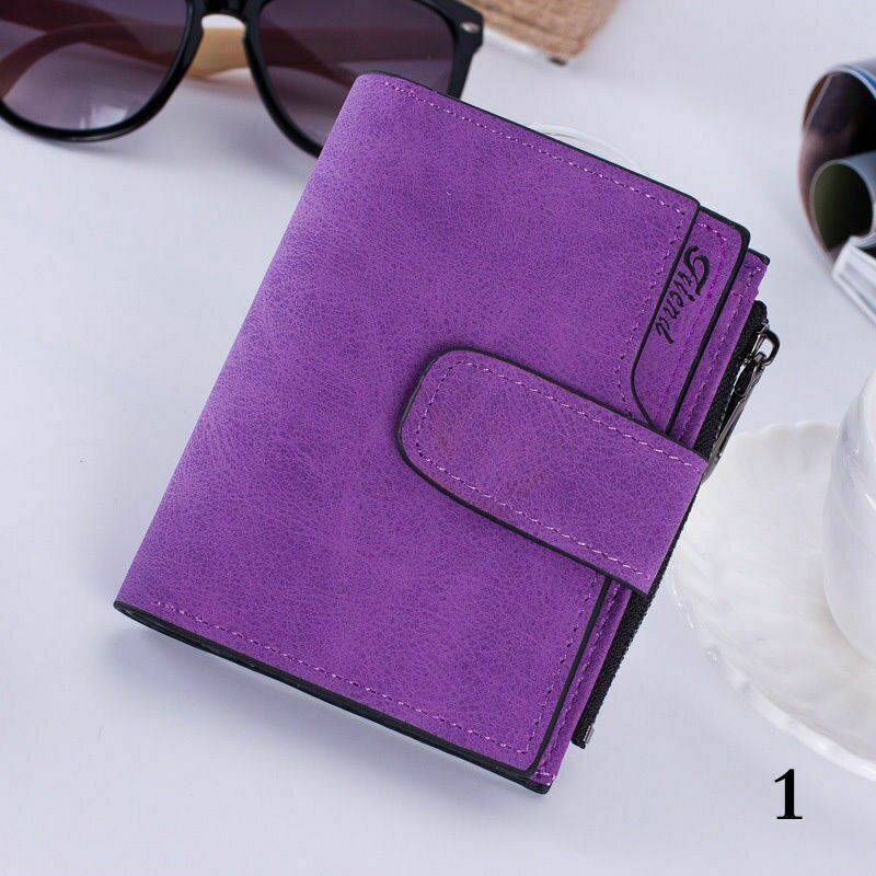 Brand Stylish Women Girls Leather Wallet Card Holder Coin Purse Clutch Small Handbag: Purple