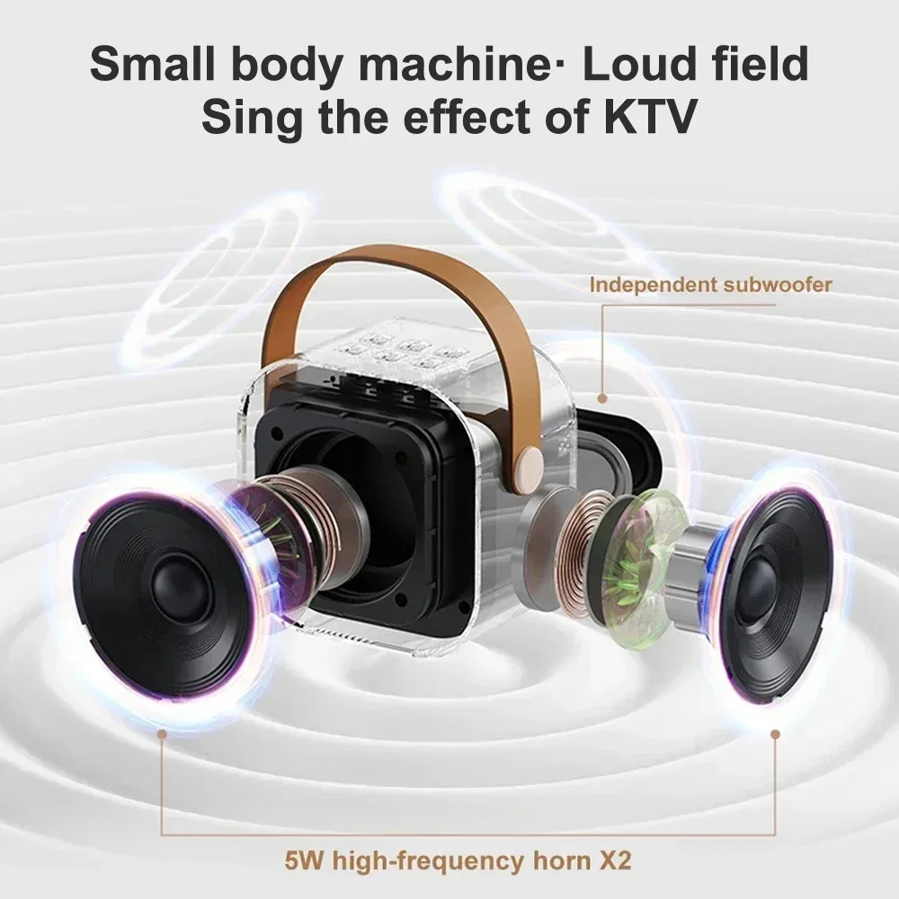 RGB K12 Wireless Bluetooth Speaker With 2 Microphone Multifunction Portable Music Player Karaoke Machine for Child Home