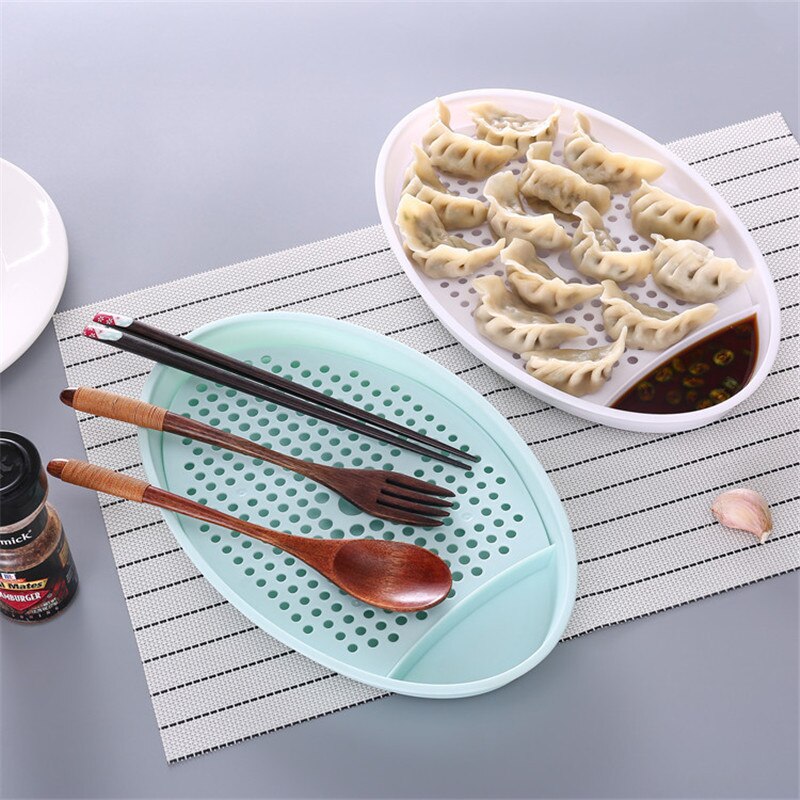 Kitchenace 1pc plast kjøkken dreneringsplate til dumplings kinesisk dumpling jiaozi retter praktisk dumpling container gagets