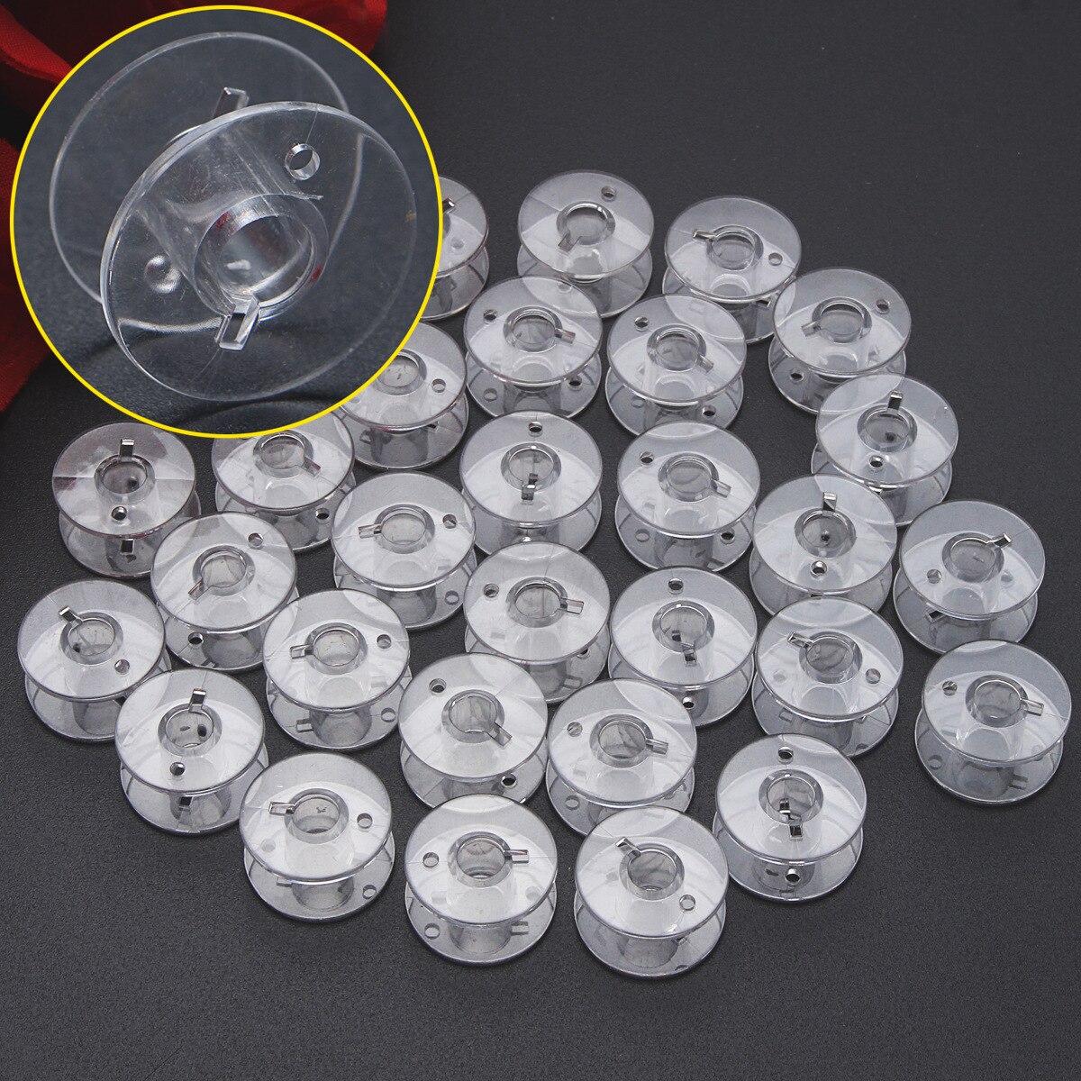 20 PCS CLEAR PLASTIC SEWING MACHINE BOBBINS 2518P FOR SINGER BROTHER JANOME TOYOTA SA156 15J CLASS 15