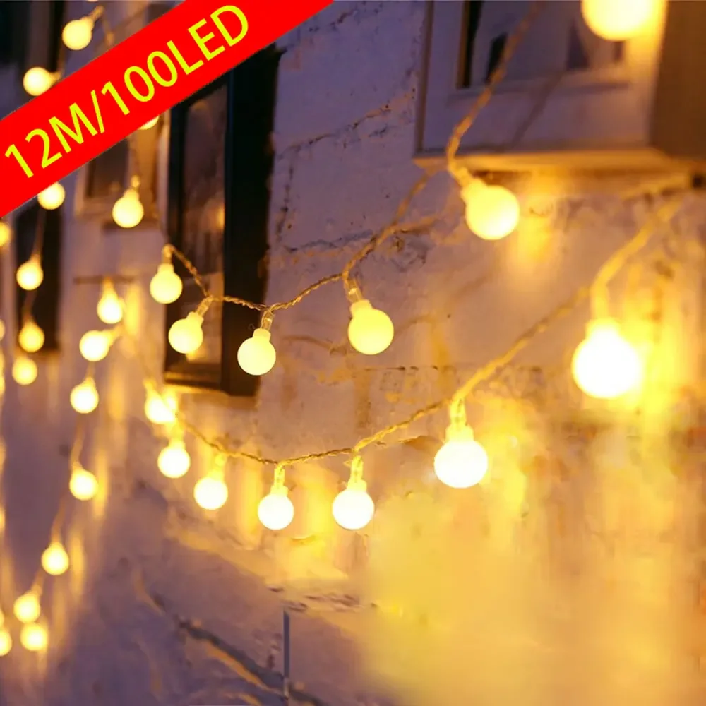 12m USB/Batterie Strom LED Ball Girlande Gebühr Lichterketten Außen lampe nach Hause Weihnachts ferien Hochzeits feier Lichter Dekoration