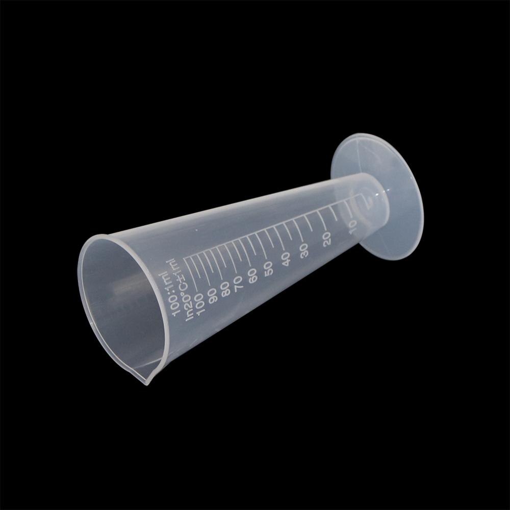 Taza de medición de cono de plástico transparente con escala, cilindros graduados, laboratorio escolar, accesorios de medida de cocina, 100ml, 1 ud.