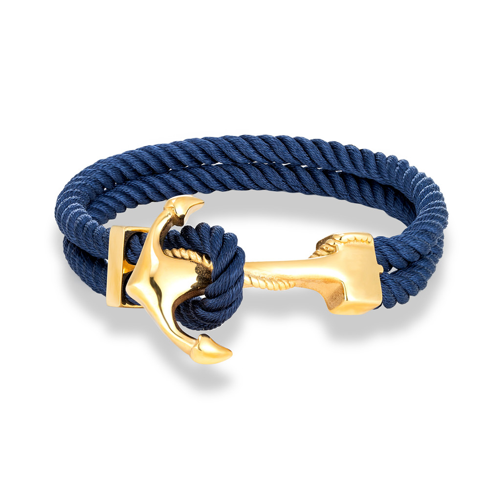 MKENDN Men Anchor Bracelet Woven Multilayer Survival Rope Bracelets For Women Gold Color Stainless Steel Sailor Buckle: 23cm / REDDISH BROWN