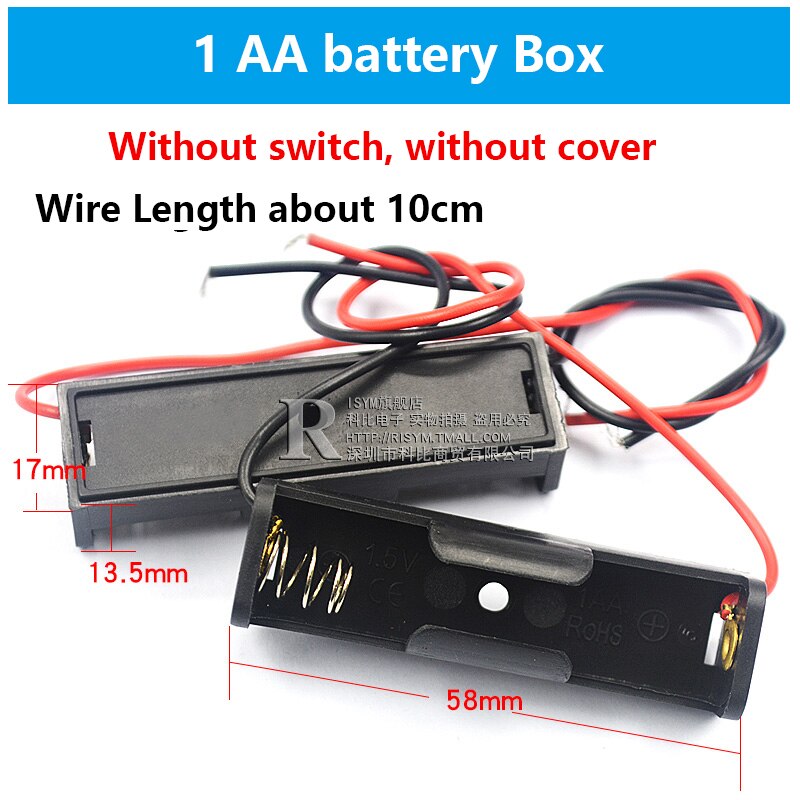 Aa batteri förvaringsbox aa batteripaket fodral självbatterihållare cellbox aa batterihållare med strömbrytare och lock 1-8x 4 st: 1x batteri box-wire