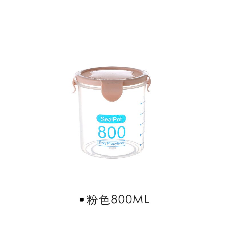 Transparent Plastic Sealed Cans Food Containers Kitchen Refrigerators Keep Fresh Storage Tanks Kitchen Storage Organizations: 800ml-pink