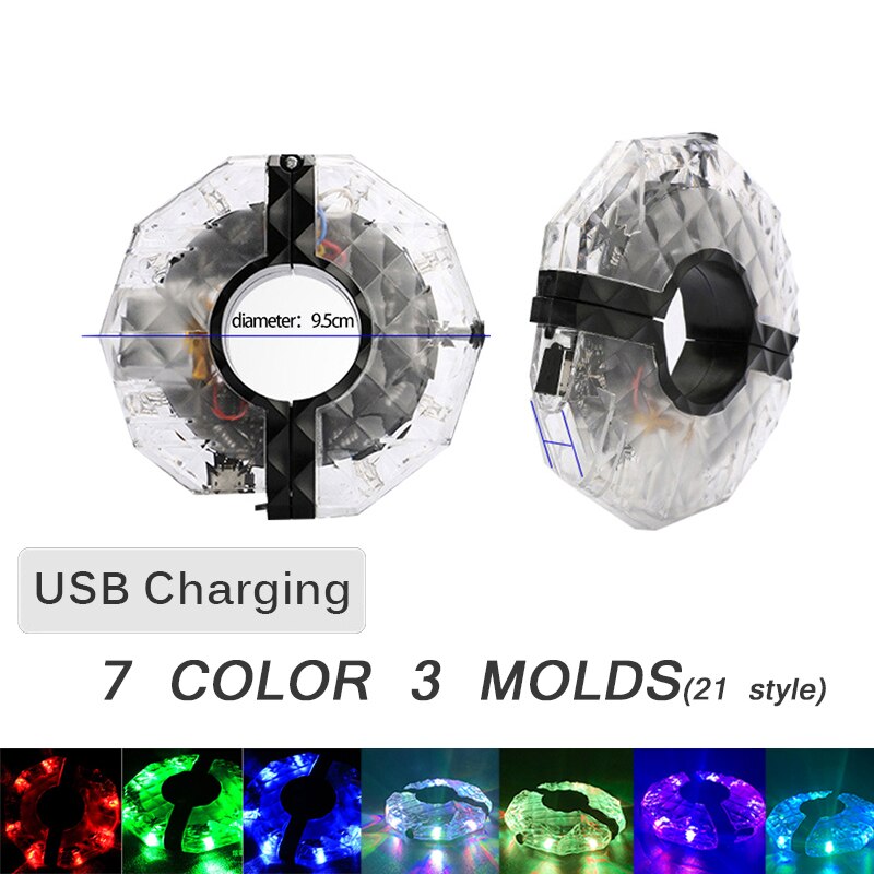 7 kolorów 21 trybów kolorowe diody doprowadziło światła robić kól roweru USB wioślarz na akumulator przedni piasta lampka na szprychy z dziećmi światła rowerek biegowy: kolor USB Charging