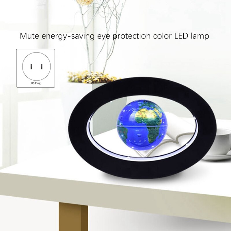 3 Inches Floating Globe Globe World Map Magnetic Levitation Globes C-Frame LED English Blue Globe For Kids-US Plug