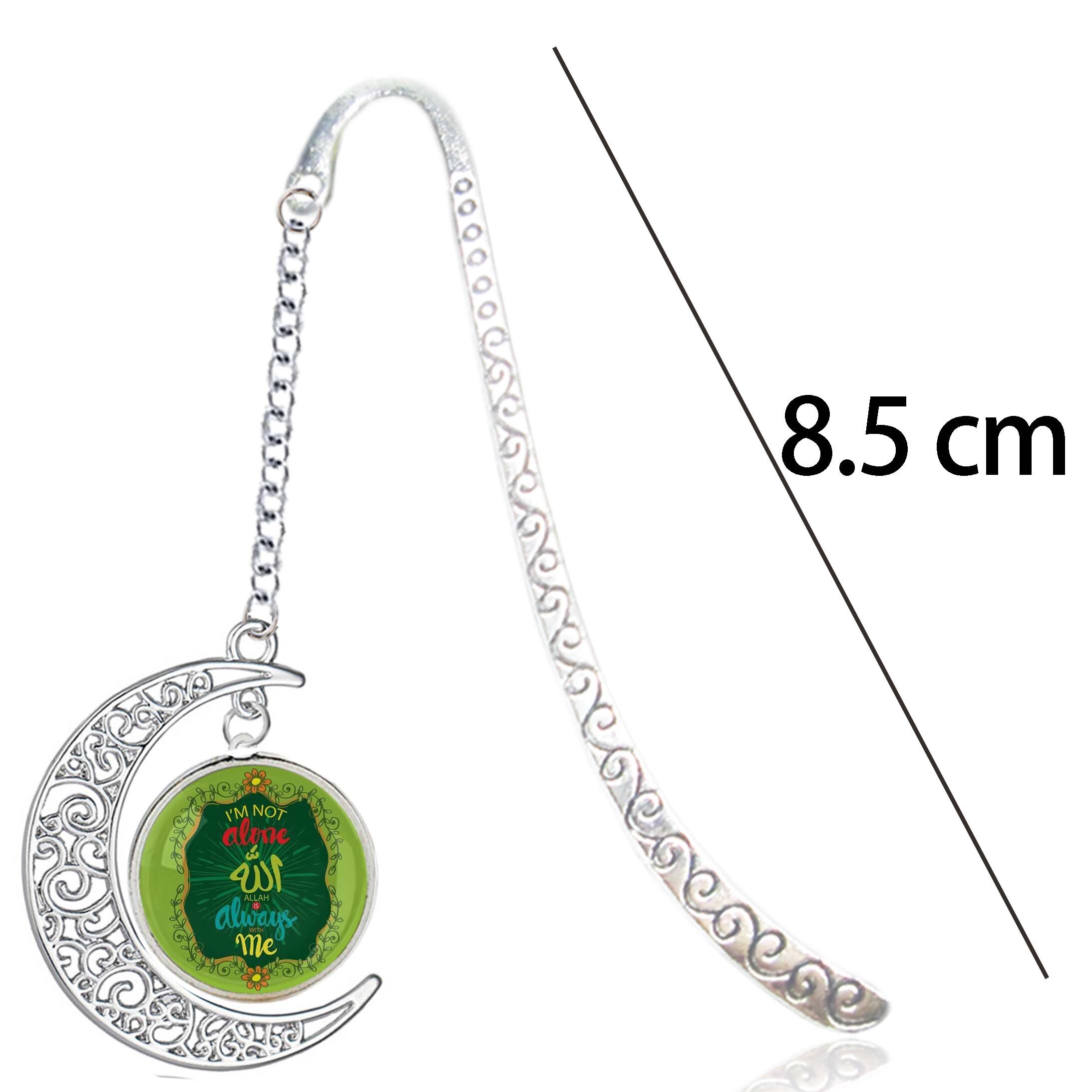 Inspiring Words - I'm Not Alone Allah Is Always With Me - Bookmark Half Moon Pendant Koranic Muslim Islam For Reading Book