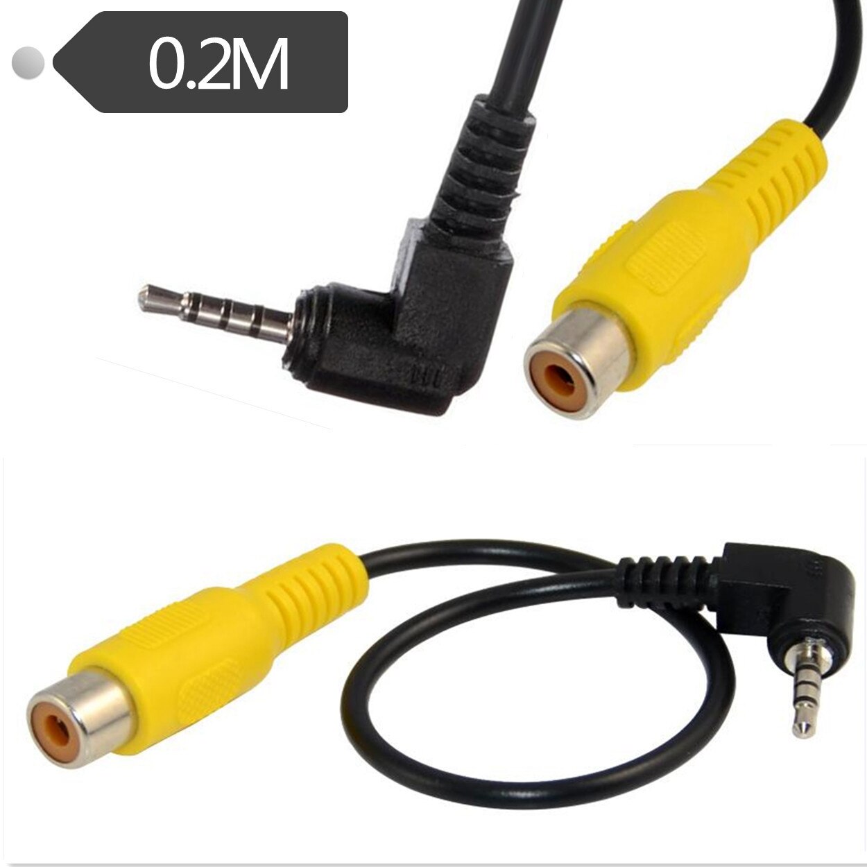2 st 2.5mm stereo hane till rca hona adapterkabel för bil dvr videokamera gps, etc: Default Title