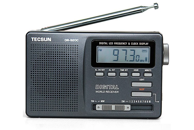 Tecsun dr -920c digtal fm radio display fm/mw/sw multibånd bærbar radio fuldbånds clockradio: Ikon grå