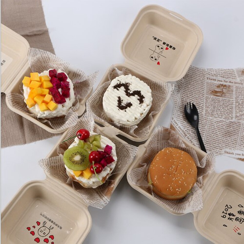 18 * 18cm bento kageæske papir burger kage oliefast papir tallerken papir indpakning bageolie absorberende papir køkken stegepap