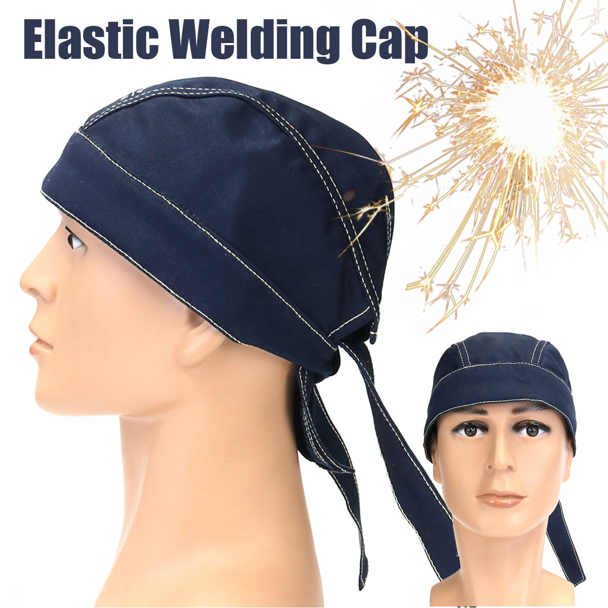 Coton pratique soudure casquette soudeurs protection chapeau couverture chapeau écharpe porter ignifuge sécurité soudage casque