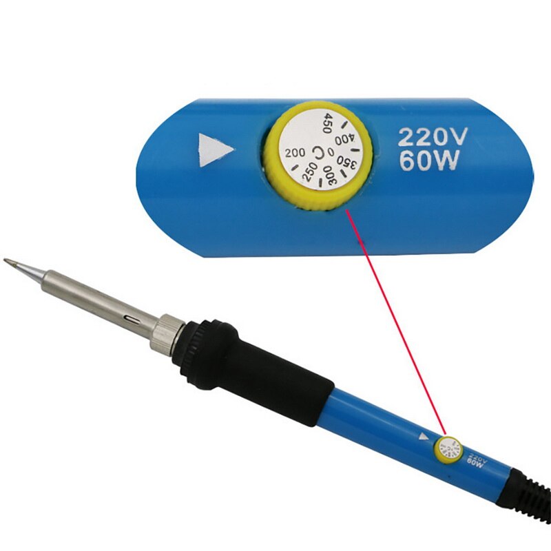 Soldador eléctrico de temperatura ajustable 220V 60W enchufe de la UE soldadura Estación de Reparación lápiz de calor 5 uds herramienta de reparación de puntas
