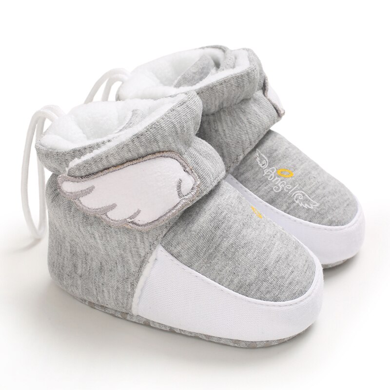 Winter Snow Baby Boots Velcro Warm Velvet Wings Elastic Band Indoor Cotton Sole Baby Toddler Baby Shoes First Walker: B / 7-12 Months