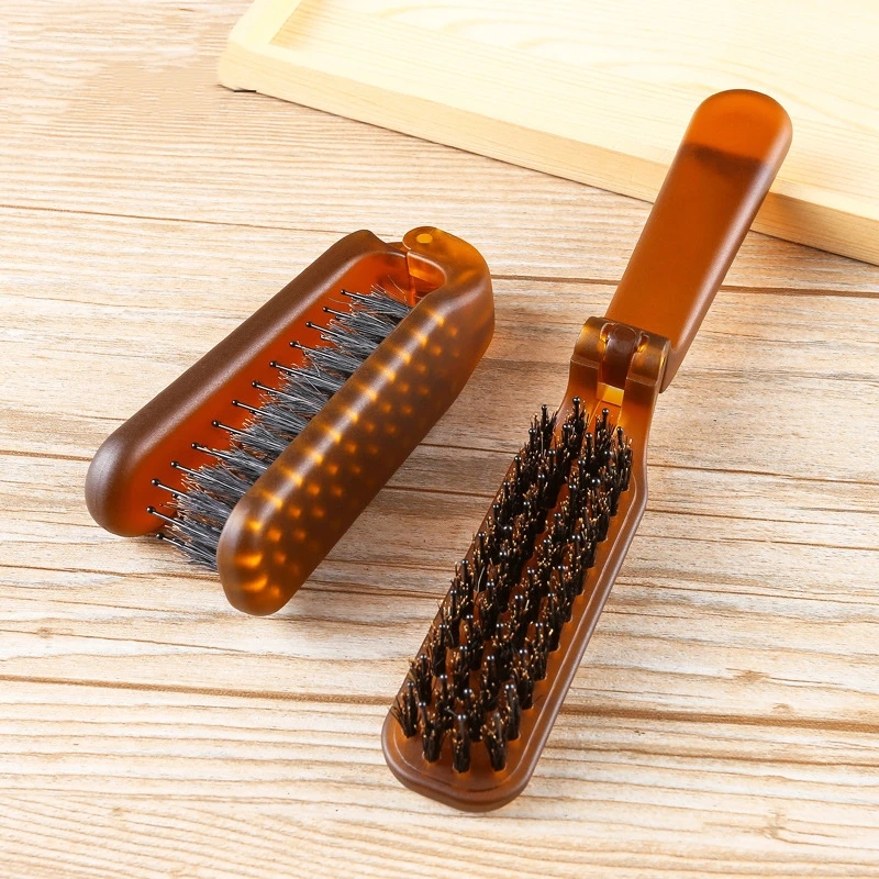 Peine de pelo plegable, cepillo de pelo portátil con cerdas de jabalí, masajeador de cabeza, peines de viaje, Accesorios para peinados