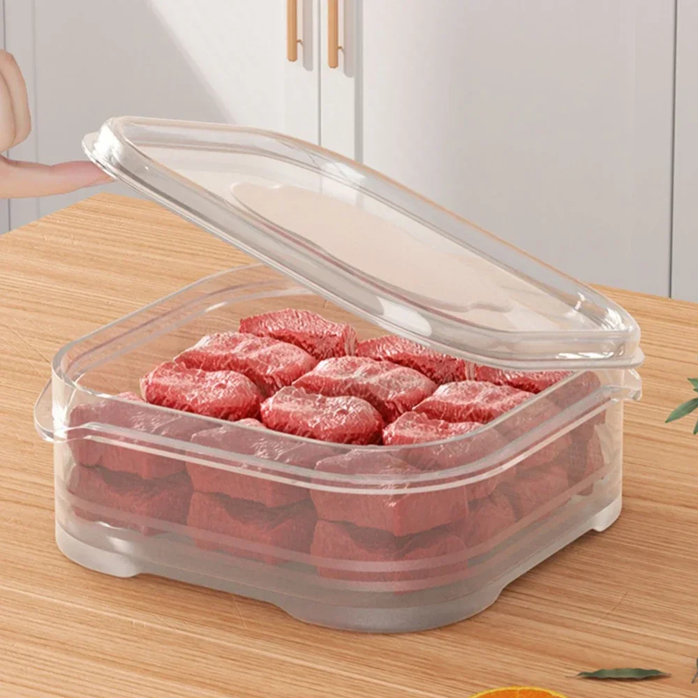 Conteneurs de stockage des aliments avec couvercle, Mini réfrigérateur Transparent, viande, légumes, conservation de la fraîcheur, boîte de rangement pour la cuisine, 5/1 pièces