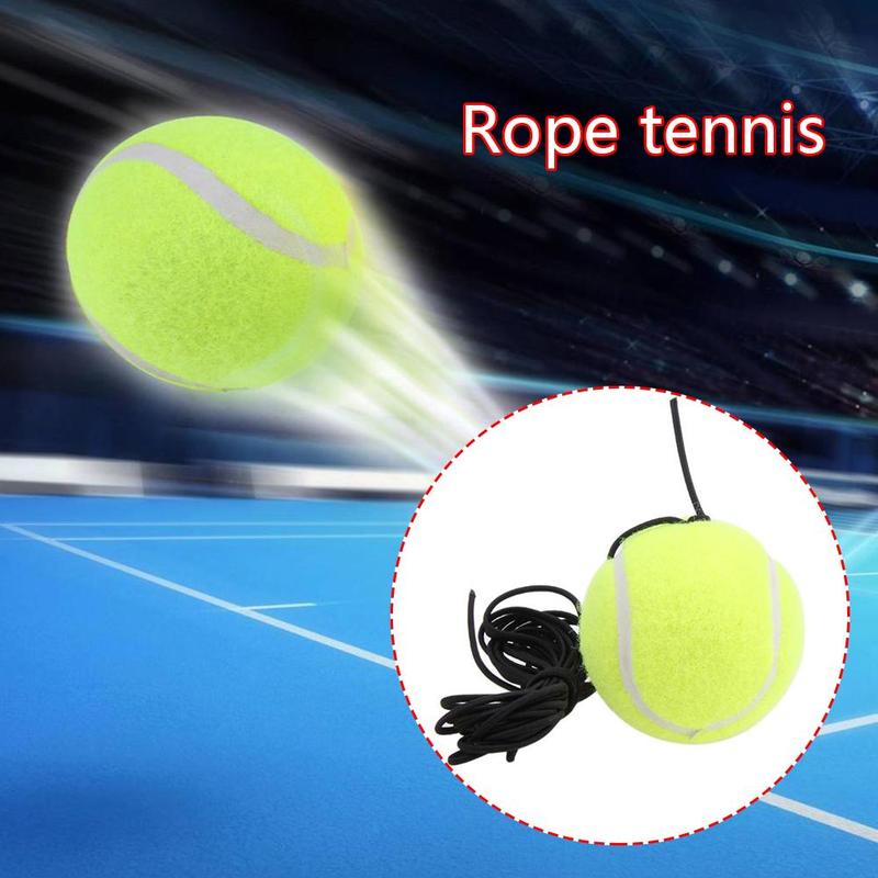 1pc Single Training Tennis Ball With Rope Bold Elastic Resistance Tennis Balls Durable Training Rubber J3S2