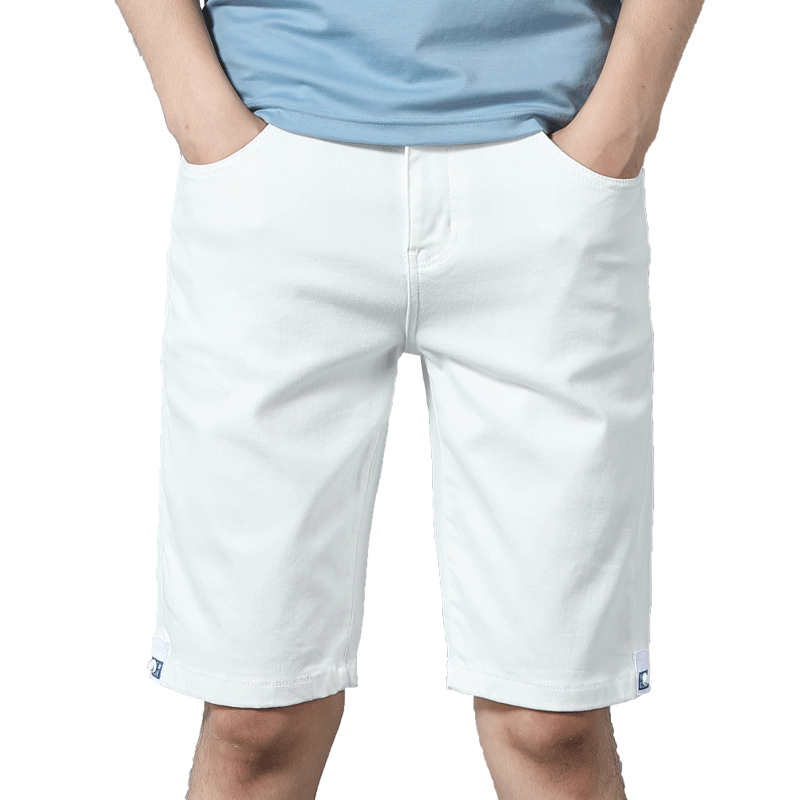Pantalones vaqueros cortos elásticos para hombre, shorts ajustados de estilo clásico a la , color blanco liso, novedad de verano