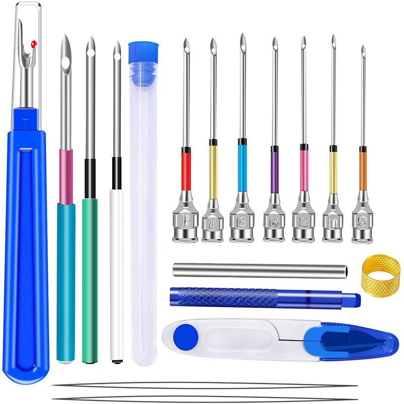 MIUSIE 18 Pcs Punch Needle Tool Punch Needle Embroidery Kits Cross Stitch Big Ripper Scissors Threader Thimble for Embroidery