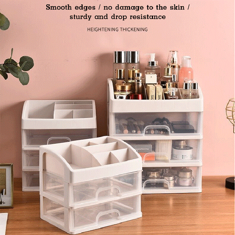 3-layer Organizer Box Drawer Storage Box Plastic Document Sundries Holder Cosmetic Cabinet Storage Organizer Desktop Makeup