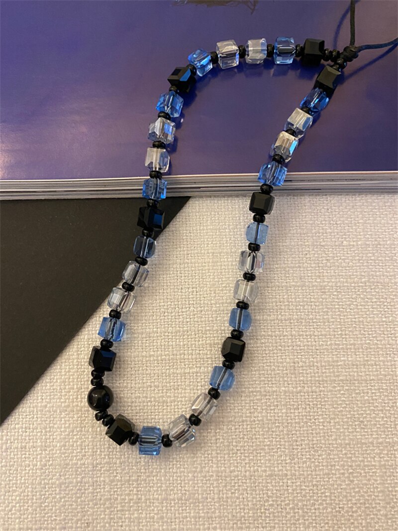 2022 Mobiele Telefoon Anti-Verloren Band Lanyard Ins Trendy Glitter Zachte Aardewerk Touw Voor Iphone 13 Mobiele Telefoon case Opknoping Koord: Blue black