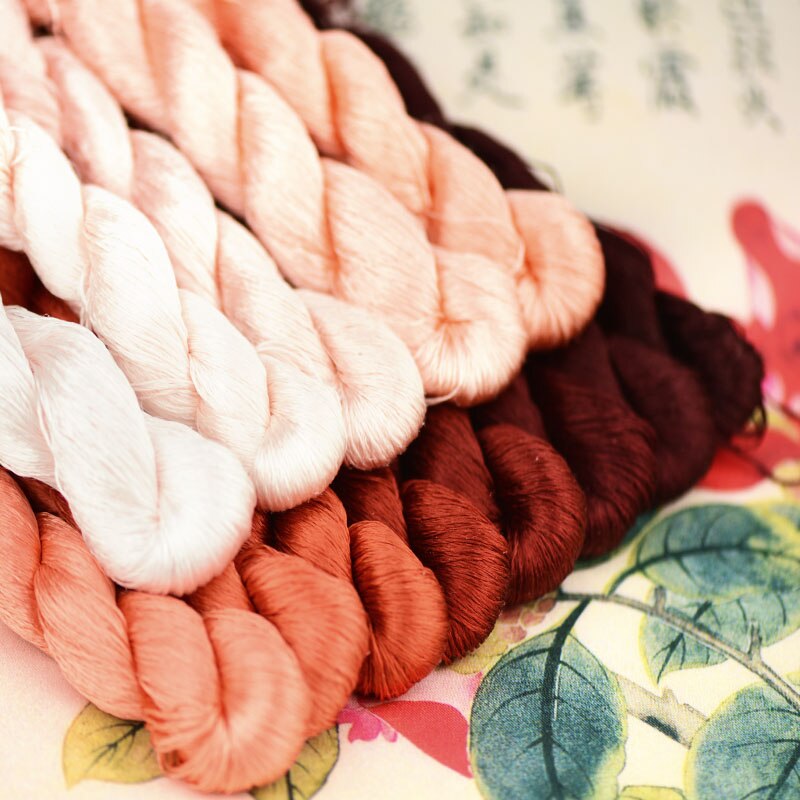 100% silk thread hand embroidery embroider cross stitch 1pcs 400m silk embroidery thread Dark orange series 13 pure colors