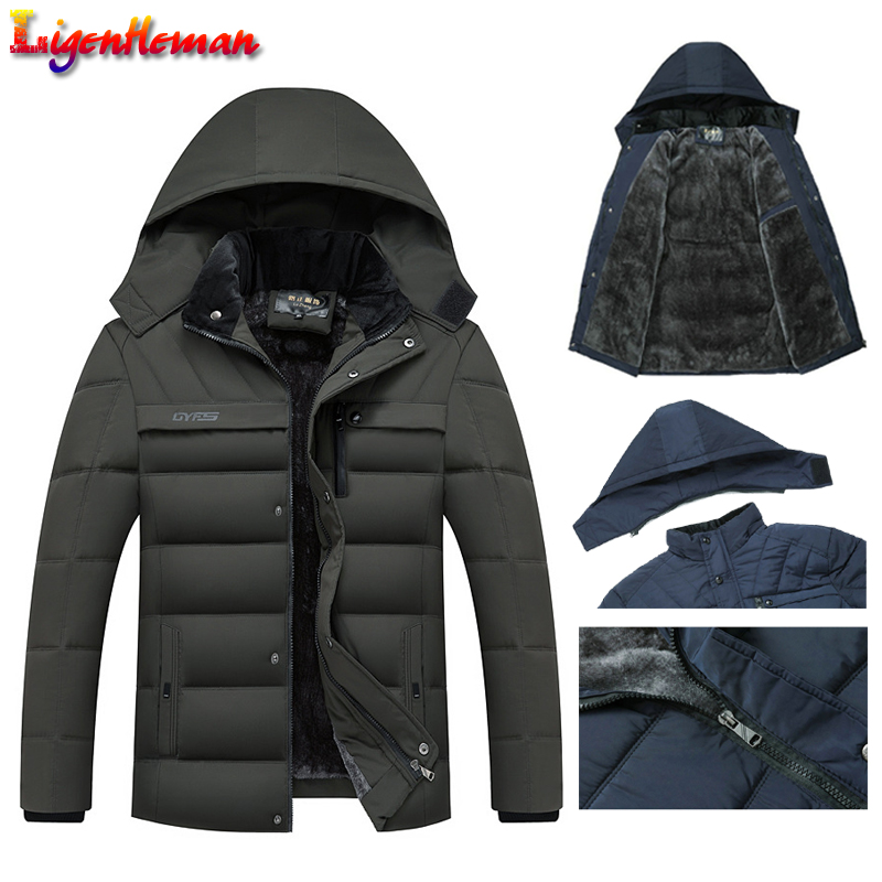 Casacos Casacos de lã do Homem 2019 Homens Jaqueta de Inverno Quente Engrossar Homens Quentes Parkas Casaco Com Capuz Zipper Casaco Masculino Chapéu destacável
