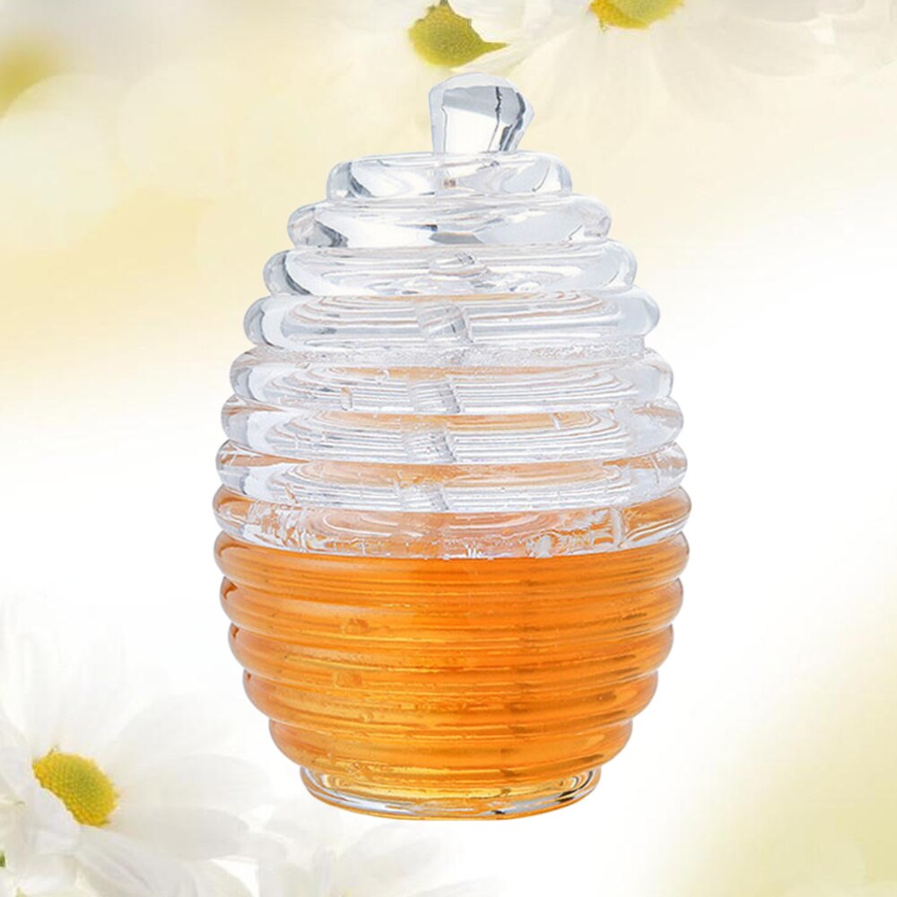 Acylic Honey Jar Pot Glass Dipper Dispenser for Juice Honey Syrup Storage