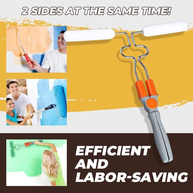 Paint Rollers Double Dual Paint Roller Adjustable Paint Brush Wall Fencing Corners Furniture Pipe with 4 Sponges Paint Gadgets