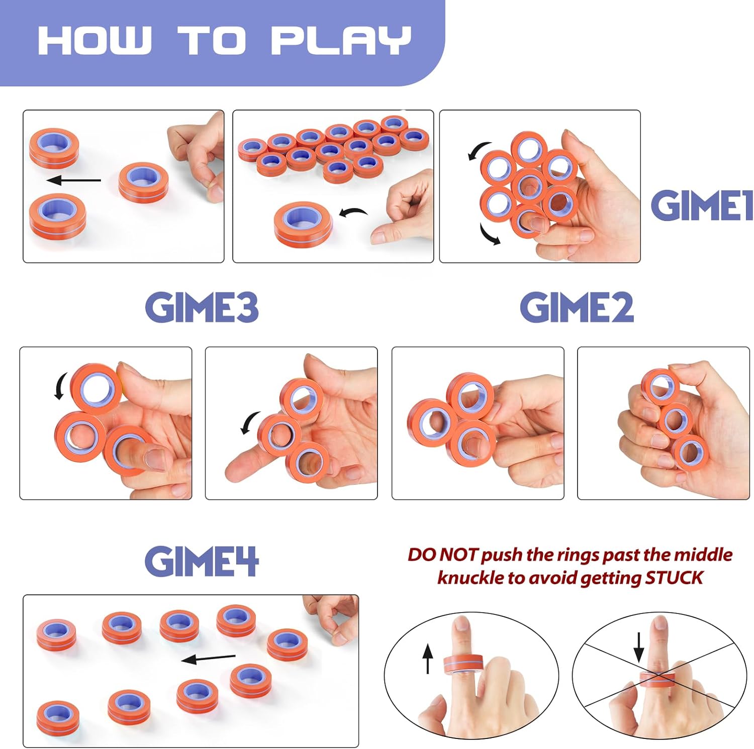 Anillos magnéticos Fidget Toy para adultos, Idea TDAH Ansiedad Juego de juguetes magnéticos Fidget Spinner Anillos para aliviar, para adolescentes