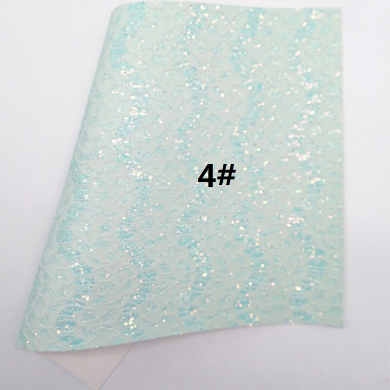 BLUE Glitter Fabirc, Faux Leather Fabric, Lace Synthetic Leather Fabric Sheets For Bow A4 8"x11"Twinkling Ming XM509