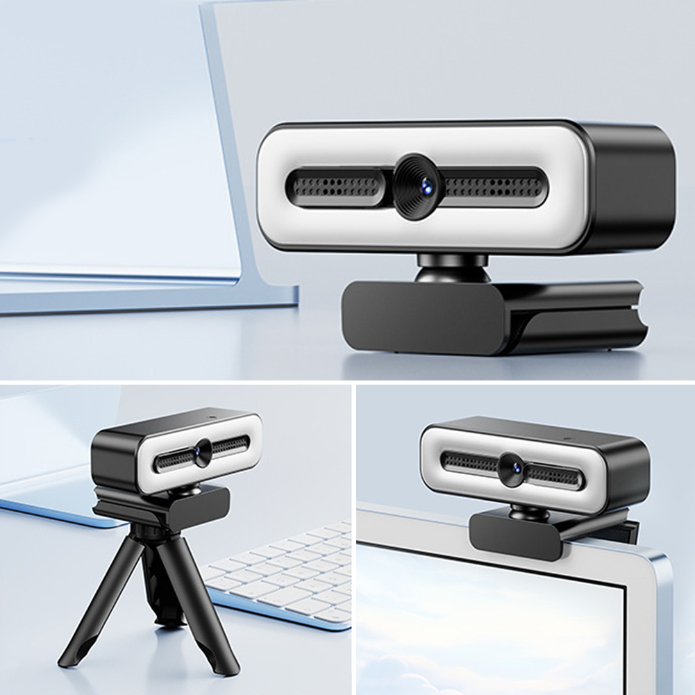 4k/2k/1080p webcam hd con microfono, luce webcam a led con messa a fuoco automatica, telecamere per computer e pc, webcam per registrazione video