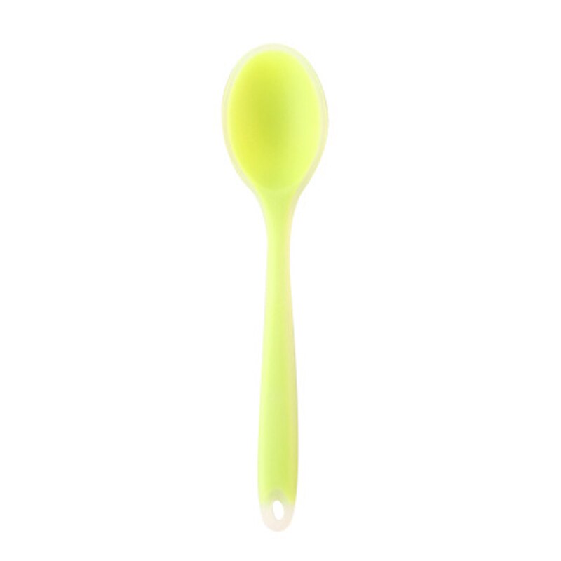 Colorful Silicone Spoon Heat Resistant Non-stick Rice Spoons Kitchenware Tableware Learning Spoon Cooking Kitchen Tool: Green
