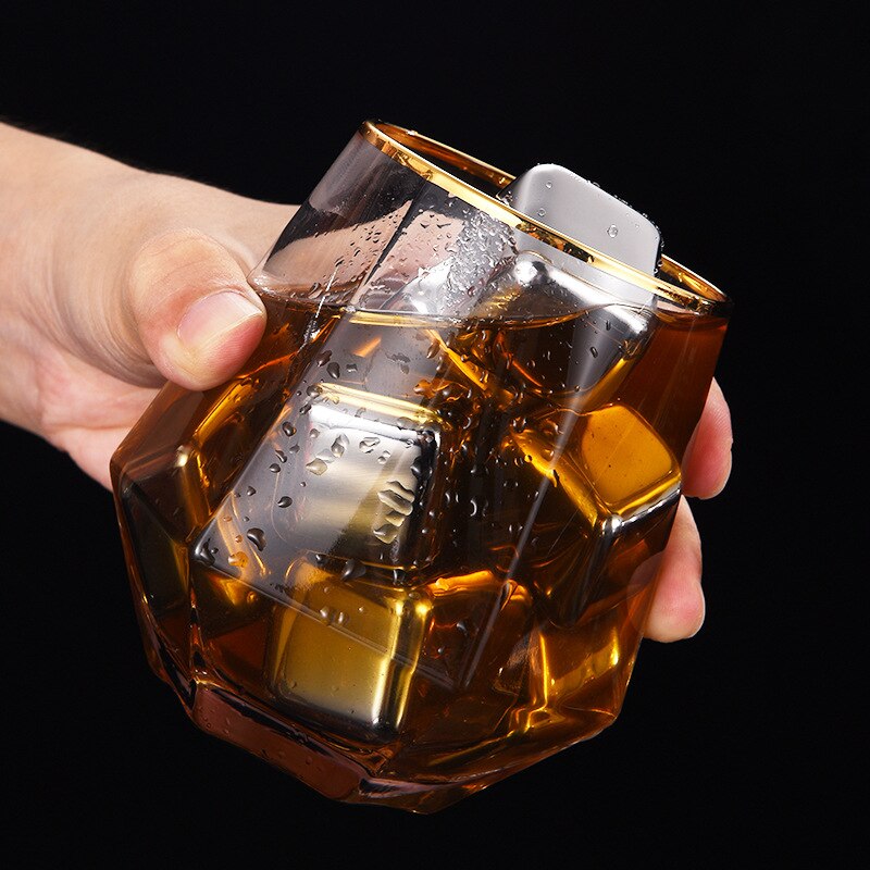 Reusable Stainless Steel Ice Cubes, Whiskey Stones, Whiskey Cubes Tray and Ice Tong Bundle