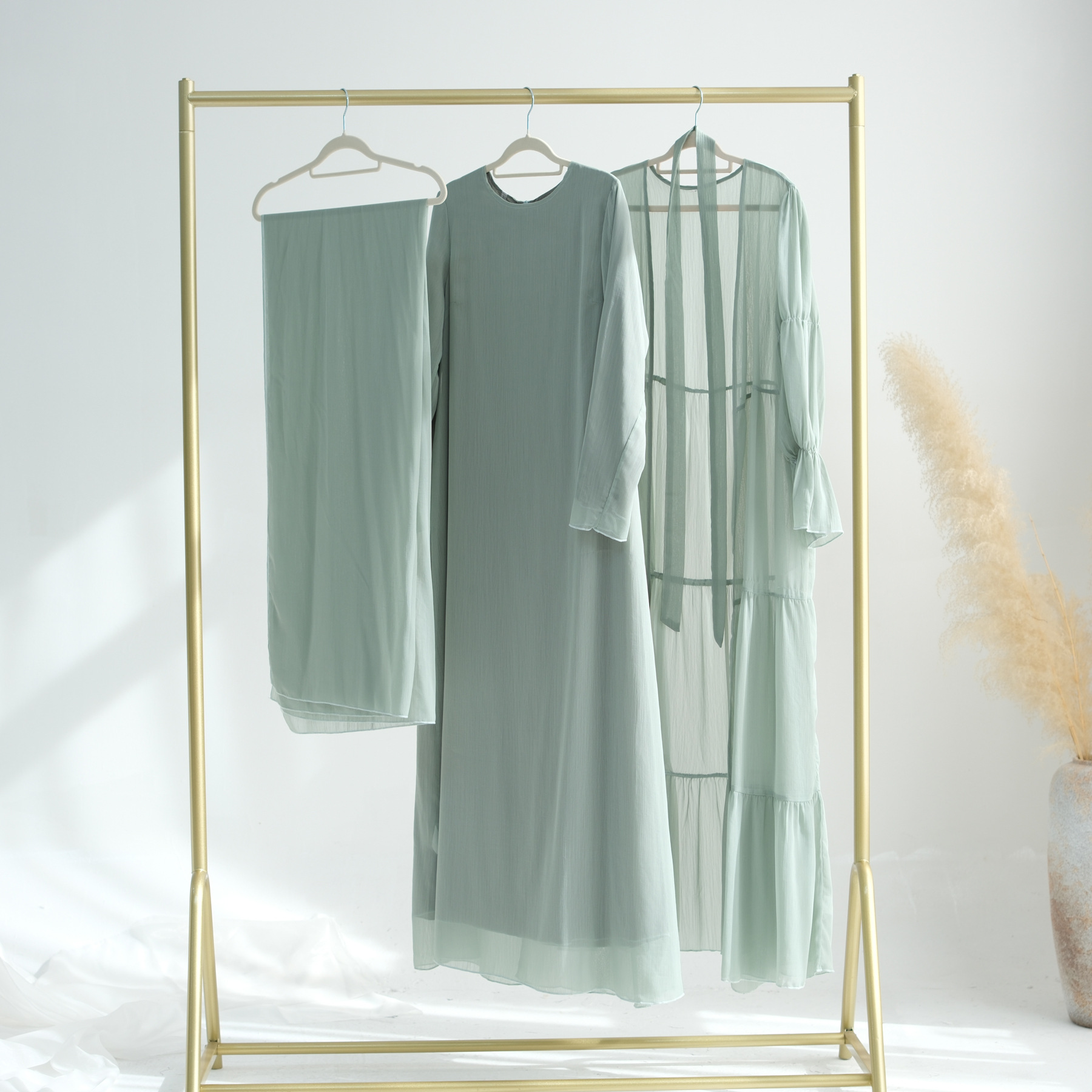 Muslimi-setti naisille ramadan arabialainen muslimi vaatimaton mekko dubai hijab abaya islamilainen juhla-asu kalkkunaviitta: Xl / Monivärinen