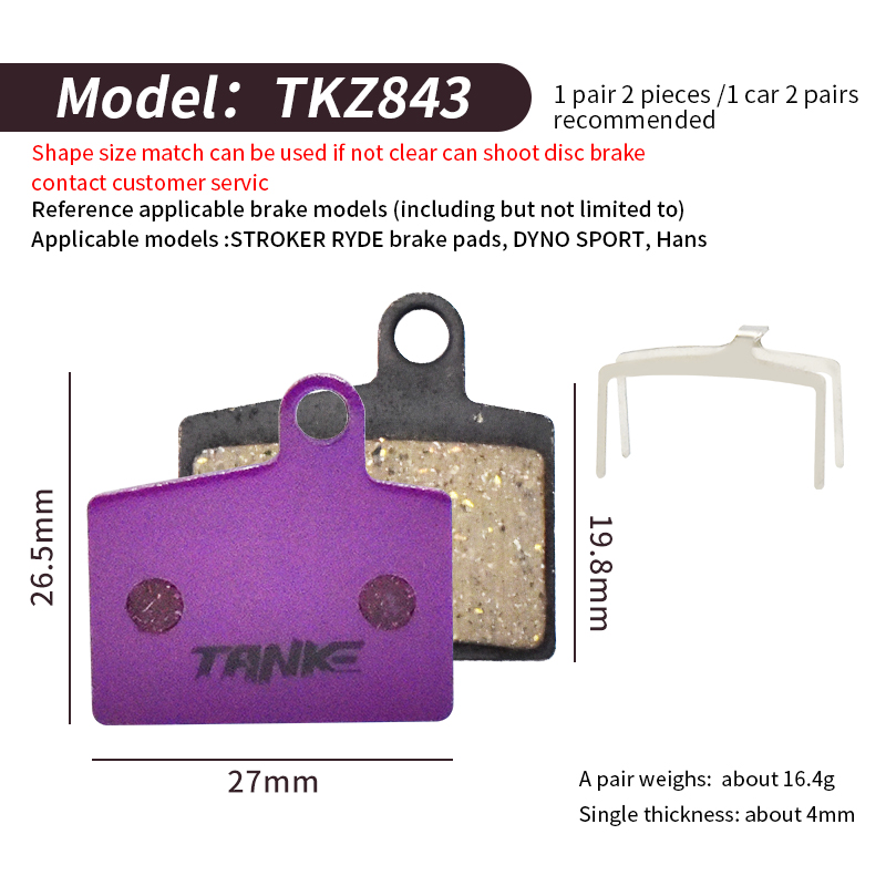 TANKE MTB Semi Metal BIke Brake Pads Quiet For Bicycle Disc Brake M8020 M6100 MT200 Guide Code E9 DB ER MT4/6 Cycling Bike Part: Yellow