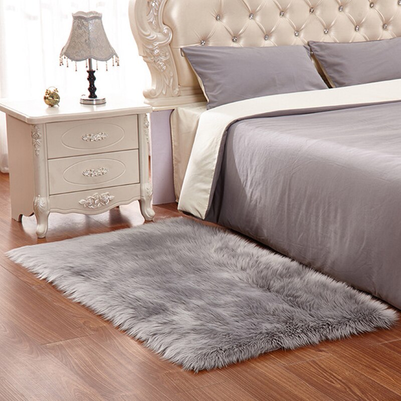 Tapis de salon en velours et fourrure, moquette pelucheux, de sol en peluche, pour chambre à coucher, décoration de maison moderne