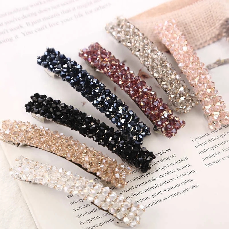 Moda cristal primavera grampos de cabelo pinos contas artesanais presilhas de cabelo para mulheres menina moda simples acessórios para o cabelo headwear