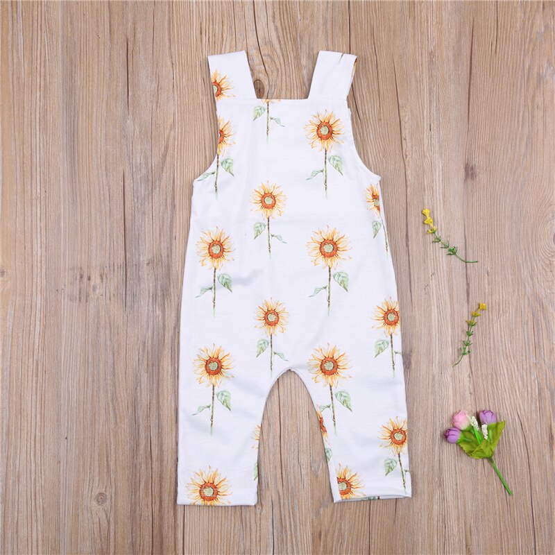 de bébé décontracté Fleur Imprimer Combinaison, Enfant En Bas Âge Garçon Fille Bretelles Spaghetti Col Carré Long Pantalon Barboteuse, vie Laitière