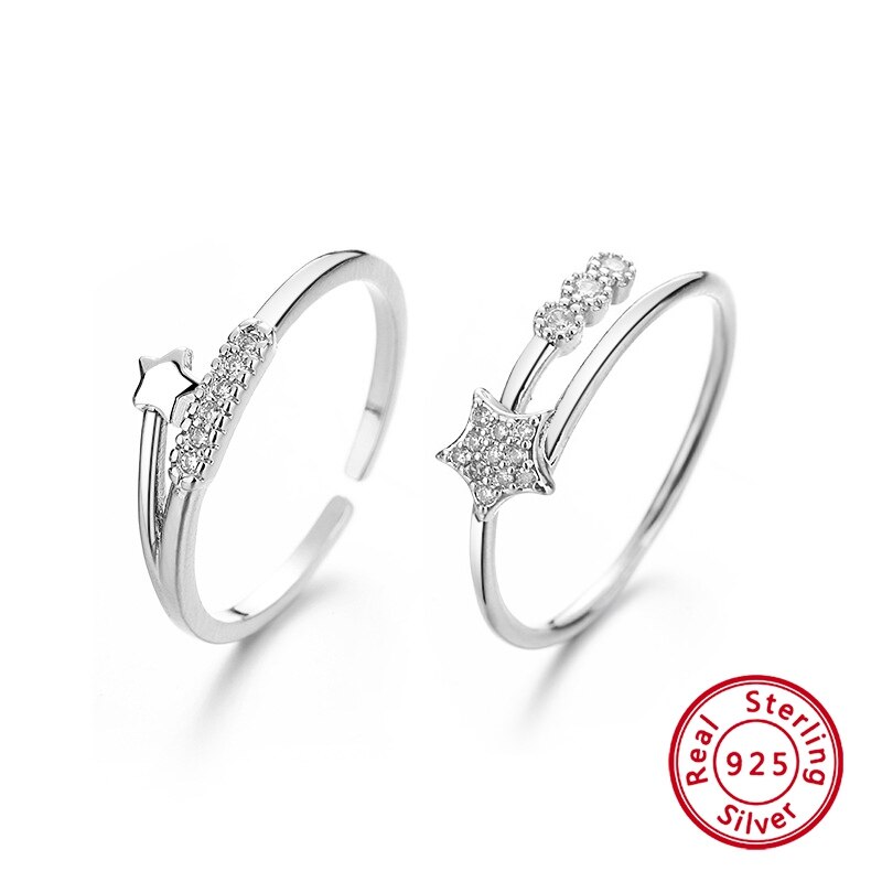 Conjunto de anillos de plata 925 para mujer, sortijas ajustables de lujo, minimalistas, a la , amuleto de amante, de joyería fina