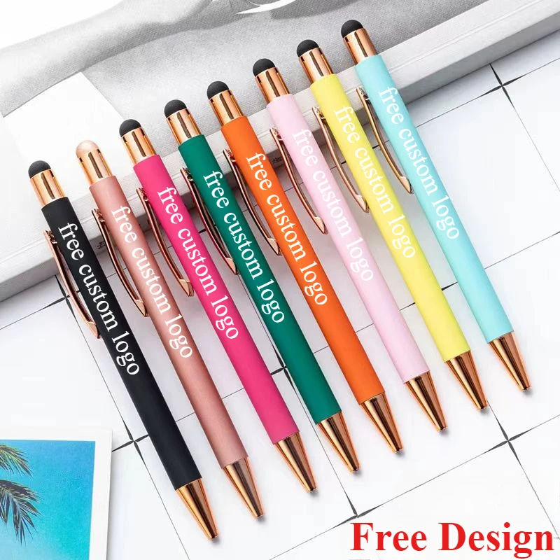 50PCS FreeCustomMetal Balpen Reclame Pen Graveren LOGO Touchscreen Pen voor WeddingMulti Functie Pen
