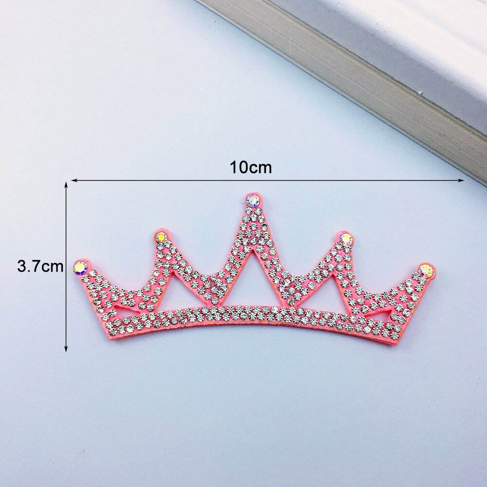 4 stuks kleurrijke, schattige prinsessen zilveren strass kroon applicatie doek voor knutselen/bruiloft/kleding decoratie patch diy accessoires: 7