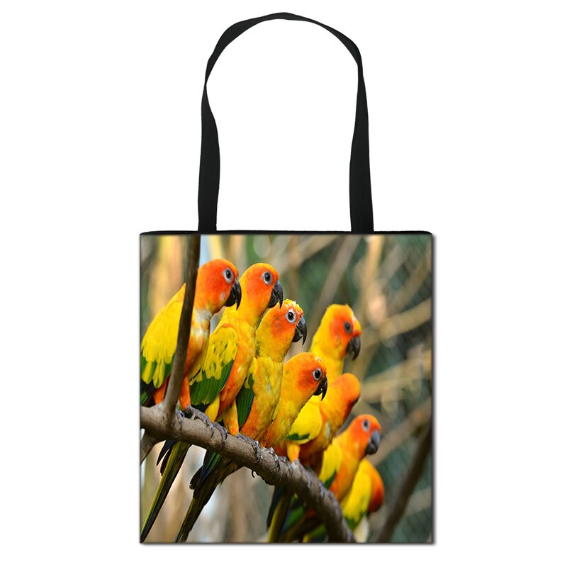 Dames schoudertas met dierenprint, papegaai, dames handtassen, grote casual tassen, dames canvas boodschappentas: Stdyw 01
