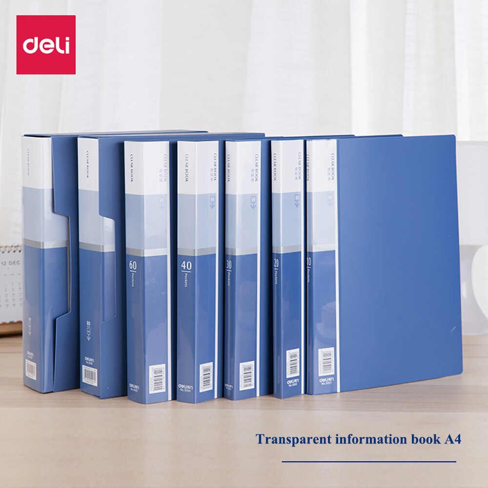 1/2/3/5PCS Deli folder 33610 transparent interleaf A4 clear leaf file folder 10-100 sheets documents loose leaf folder