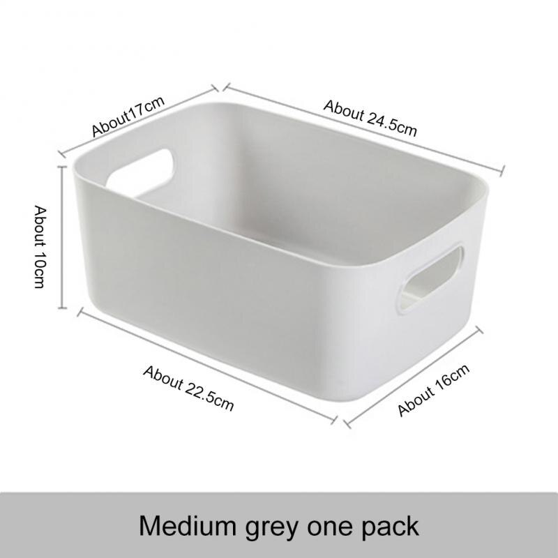 Storage Basket With Handle Cosmetic Storage Box Desktop Sundries Plastic Organizer Household Makeup Kitchen Storage Container: grey M