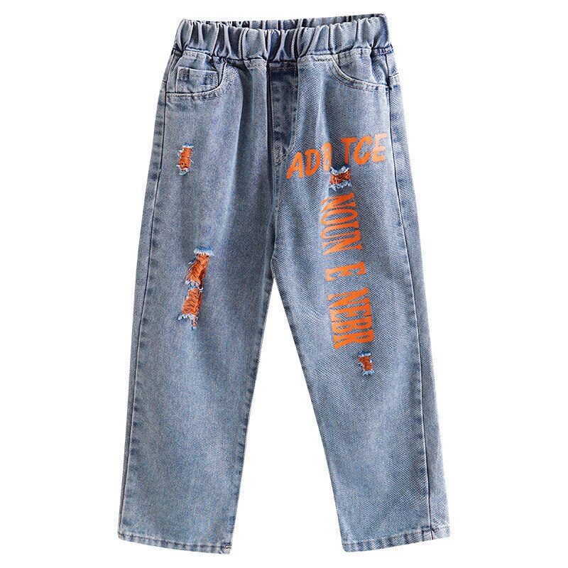Kids Girls Ripped Jeans 10 12 years Denim Pants Autumn Korean Style Teenage Girls Jeans
