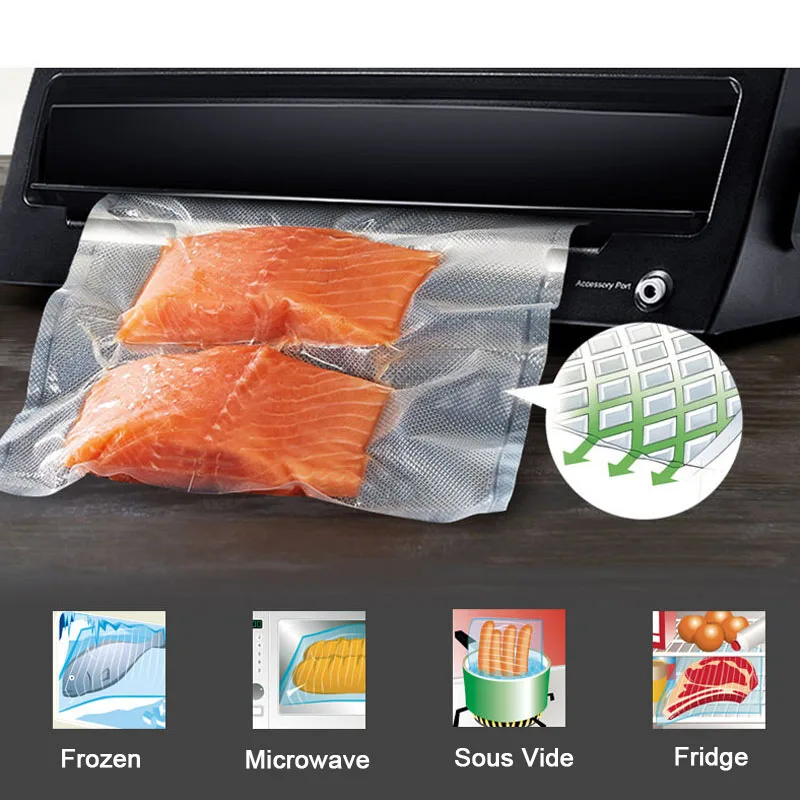 Food Vacuum Sealer Tassen Keuken Sous Vide Opslag Verpakking Zak Voor Vlees Groente Vers Houden 12/15/17/20/25/28/30Cm X 500Cm