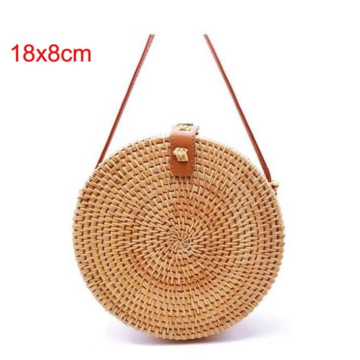 2020 rotonda Borse di Paglia Delle Donne di Estate Rattan Handmade Sacchetto Tessuto Spiaggia Cross Body Bag Cerchio Della Borsa Della Boemia Bali prezzo Più Basso l31: 18X8 xiao pi kou