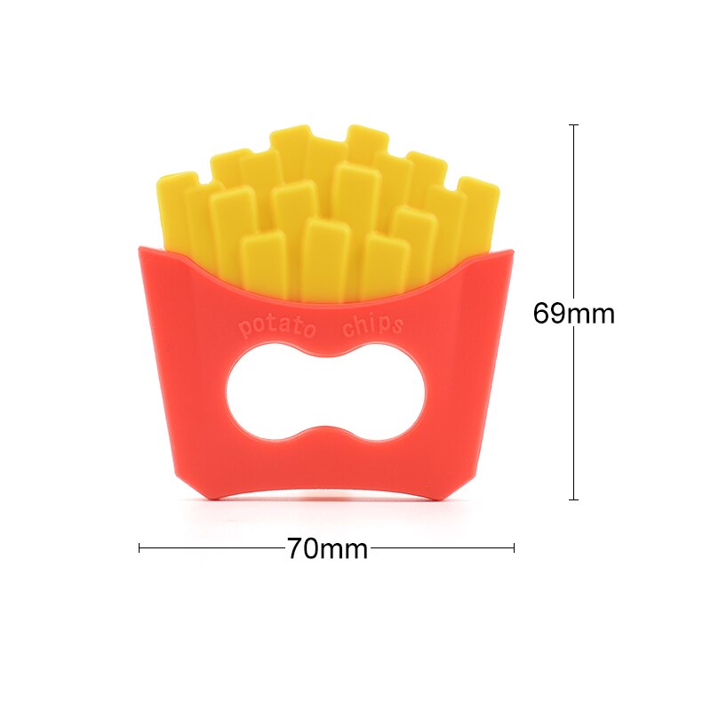 LOFCA Potato Chips Silicone Teether Toys Necklace Accessories Infant Chew Toys French Fries Silicone Beads Soft teether Baby