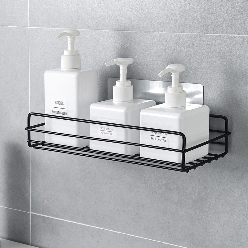 Étagère Murale Salle De Bain à Ventouses - Organiseur 41x11x11 Cm, Distributeur Savon, Rangement Produits
